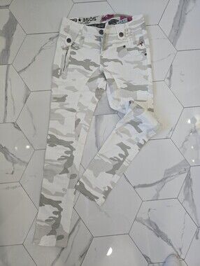White & Light Gray Camo Skinny Jeans for Women